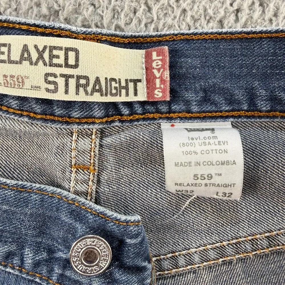 Levis 559 Relaxed Fit Straight Leg Jeans Mens 32x31 (Tag 32x32) Distressed Y2K